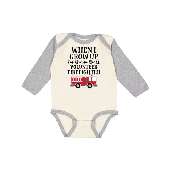 Inktastic Firefighter Volunteer Fireman Boys Long Sleeve Baby Bodysuit