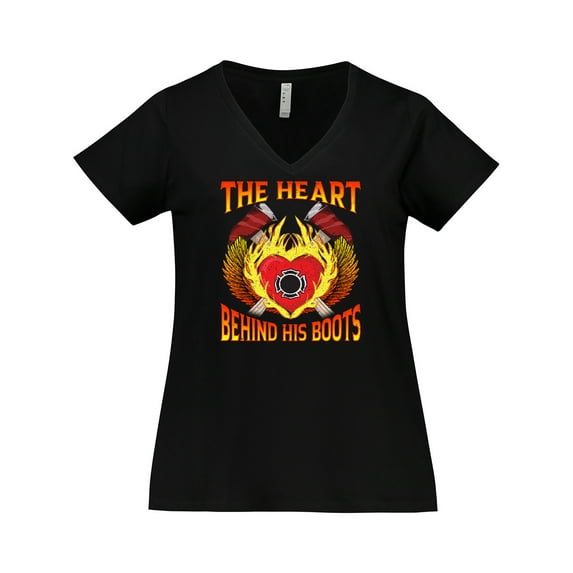 Inktastic Firefighter Wife Gift Idea Women's Plus Size V-Neck T-Shirt