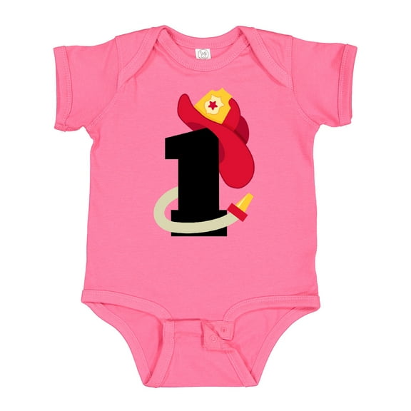 Inktastic Fireman 1st Birthday Boys or Girls Baby Bodysuit