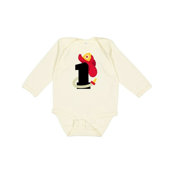 Inktastic Fireman 1st Birthday Boys or Girls Long Sleeve Baby Bodysuit