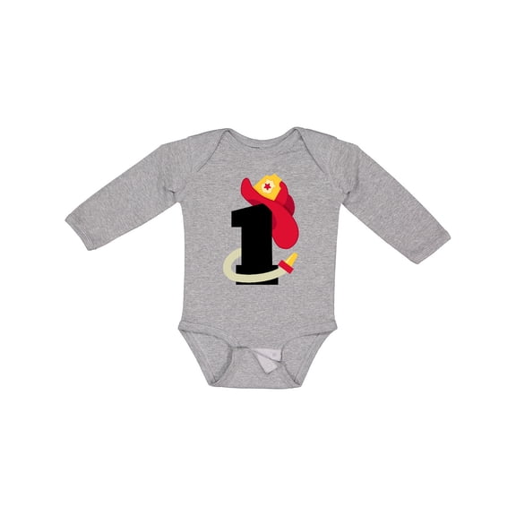 Inktastic Fireman 1st Birthday Boys or Girls Long Sleeve Baby Bodysuit
