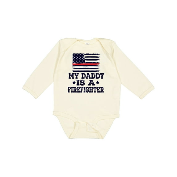 Inktastic Fireman Daddy is a Firefighter Boys or Girls Long Sleeve Baby Bodysuit
