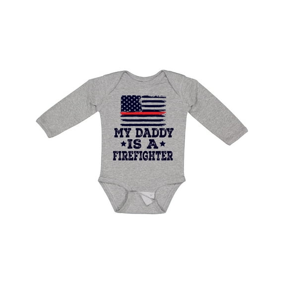 Inktastic Fireman Daddy is a Firefighter Boys or Girls Long Sleeve Baby Bodysuit