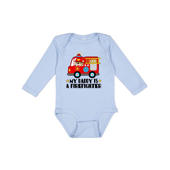 Inktastic Fireman Daddy is a Firefighter Boys or Girls Long Sleeve Baby Bodysuit
