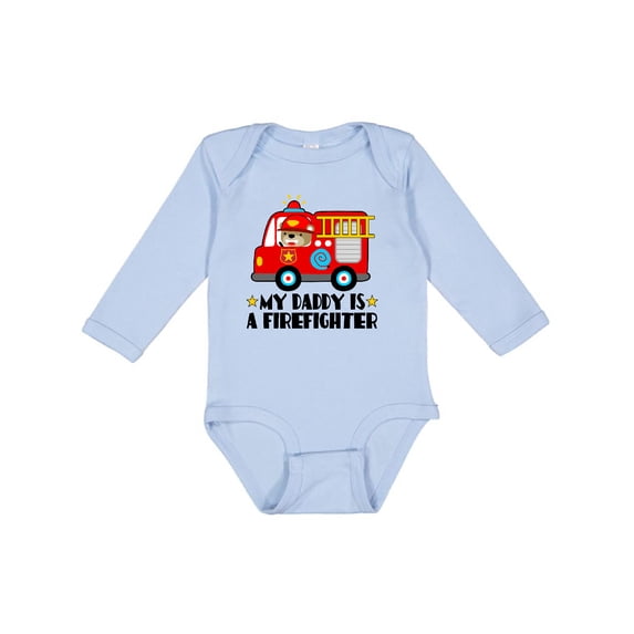 Inktastic Fireman Daddy is a Firefighter Boys or Girls Long Sleeve Baby Bodysuit