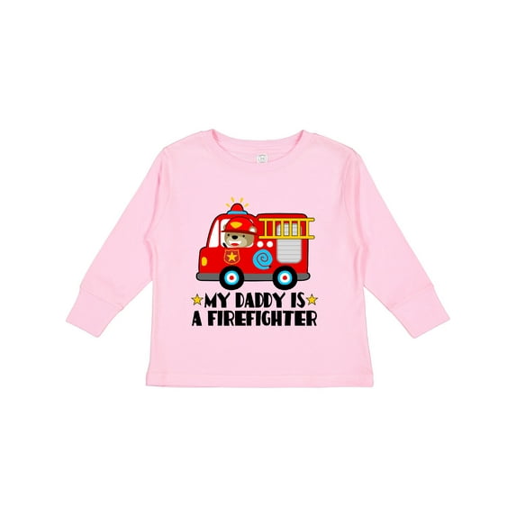 Inktastic Fireman Daddy is a Firefighter Boys or Girls Long Sleeve Toddler T-Shirt