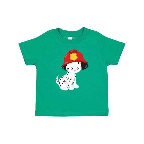 Inktastic Fireman Dog, Dalmatian, Dog With Fireman Helmet Boys or Girls Baby T-Shirt