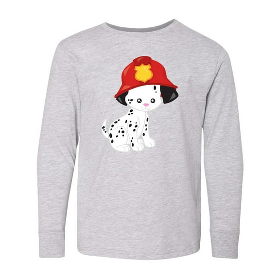 Inktastic Fireman Dog, Dalmatian, Dog With Fireman Helmet Long Sleeve Youth T-Shirt