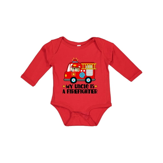 Inktastic Fireman Uncle is a Firefighter Boys or Girls Long Sleeve Baby Bodysuit