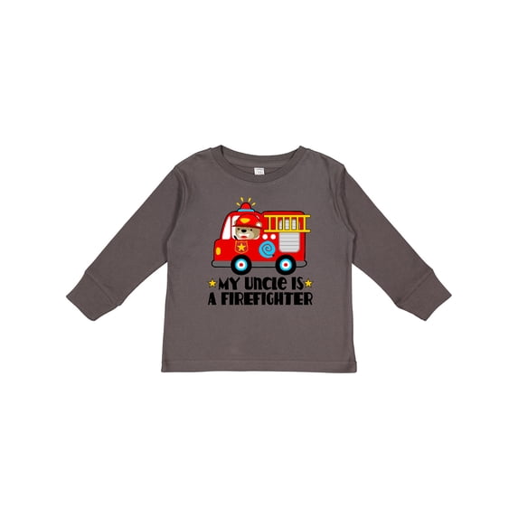Inktastic Fireman Uncle is a Firefighter Boys or Girls Long Sleeve Toddler T-Shirt