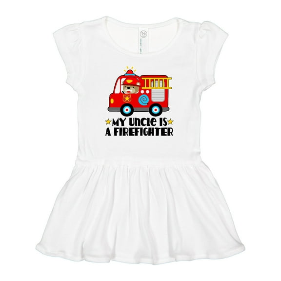 Inktastic Fireman Uncle is a Firefighter Girls Baby Dress