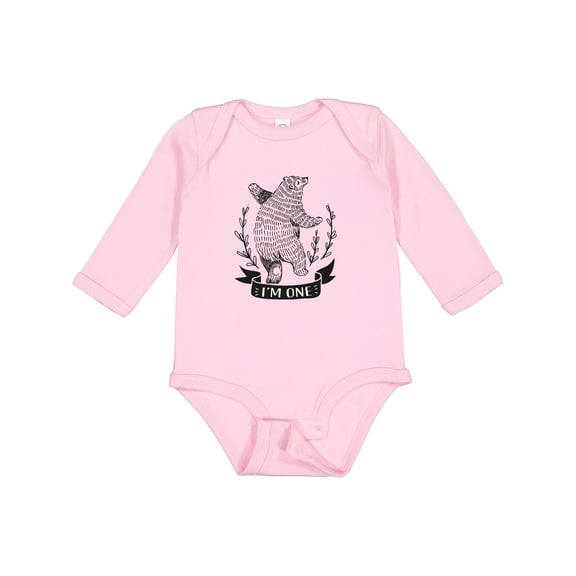 Inktastic First Birthday 1 Year Old Boys Bear Boys or Girls Long Sleeve Baby Bodysuit
