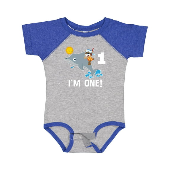 Inktastic First Birthday 1 Year Old Dolphin Boys or Girls Baby Bodysuit