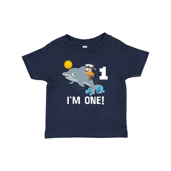 Inktastic First Birthday 1 Year Old Dolphin Boys or Girls Baby T-Shirt