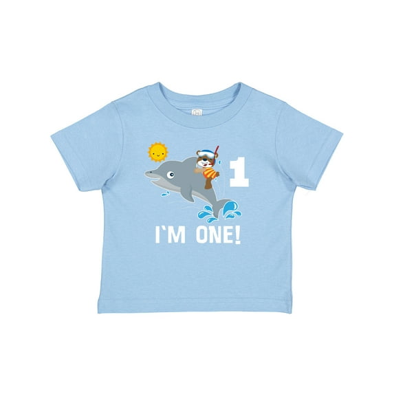 Inktastic First Birthday 1 Year Old Dolphin Boys or Girls Baby T-Shirt