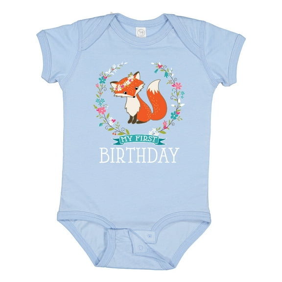 Inktastic First Birthday 1 Year Old Girl Fox Girls Baby Bodysuit