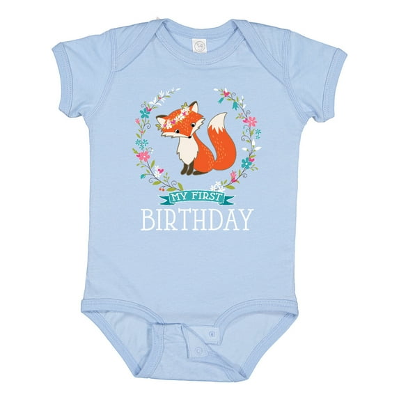 Inktastic First Birthday 1 Year Old Girl Fox Girls Baby Bodysuit