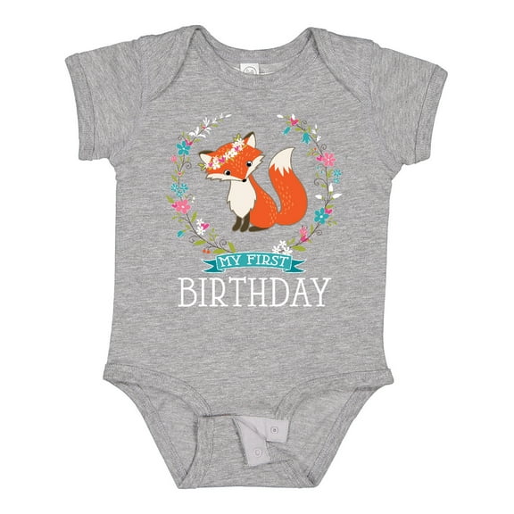 Inktastic First Birthday 1 Year Old Girl Fox Girls Baby Bodysuit