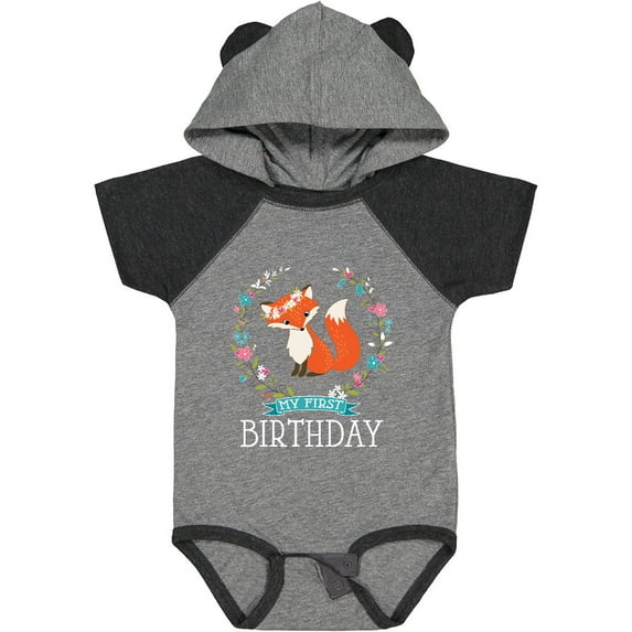 Inktastic First Birthday 1 Year Old Girl Fox Girls Baby Bodysuit