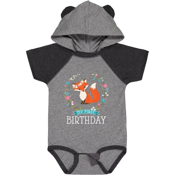 Inktastic First Birthday 1 Year Old Girl Fox Girls Baby Bodysuit