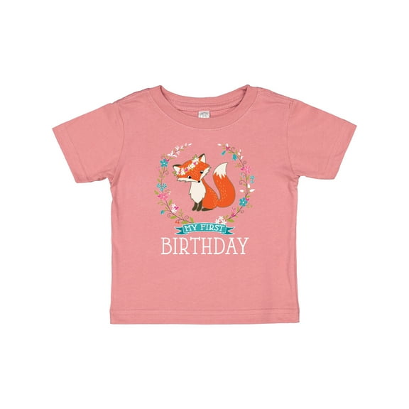 Inktastic First Birthday 1 Year Old Girl Fox Girls Baby T-Shirt