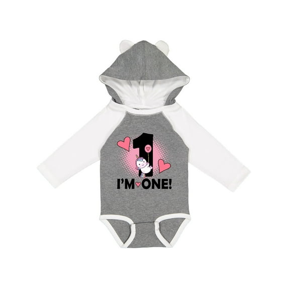 Inktastic First Birthday 1 Year Old Girl Unicorn Girls Long Sleeve Baby Bodysuit