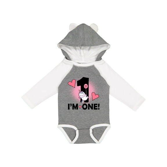 Inktastic First Birthday 1 Year Old Girl Unicorn Girls Long Sleeve Baby Bodysuit