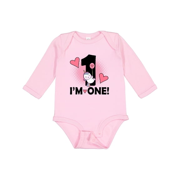 Inktastic First Birthday 1 Year Old Girl Unicorn Girls Long Sleeve Baby Bodysuit