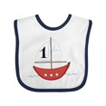 thumbnail image 1 of Inktastic First Birthday-1 Year Old Red Boat Boys or Girls Baby Bib, 1 of 4