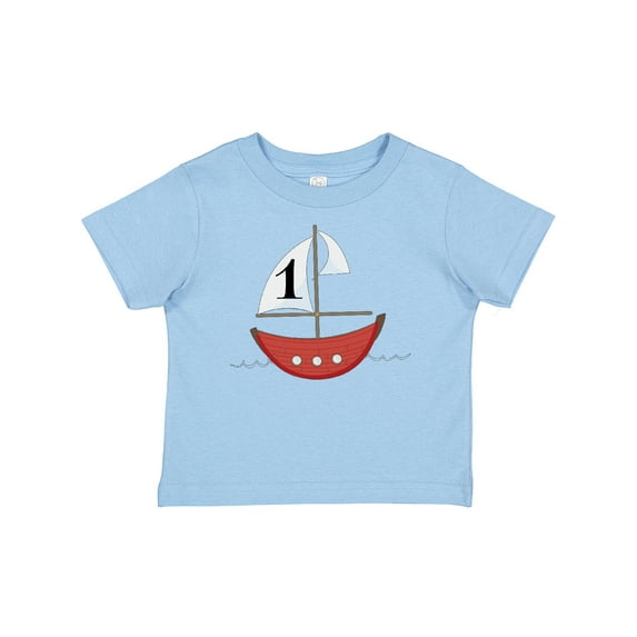 Inktastic First Birthday-1 Year Old Red Boat Boys or Girls Baby T-Shirt