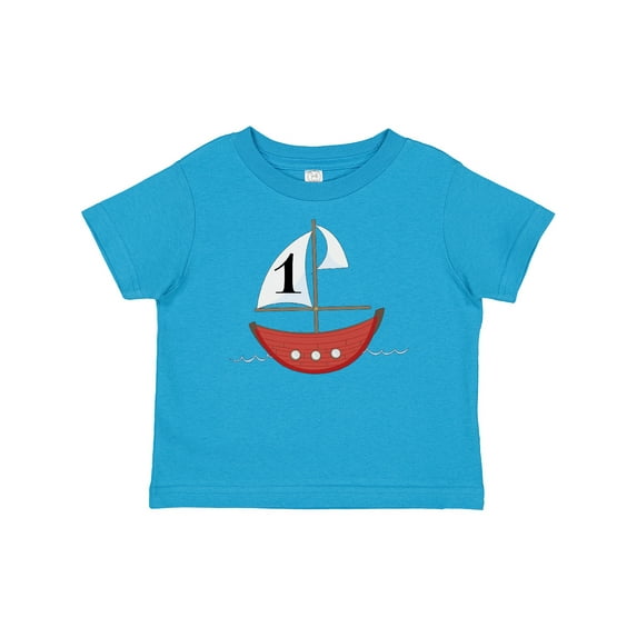 Inktastic First Birthday-1 Year Old Red Boat Boys or Girls Baby T-Shirt