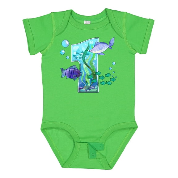 Inktastic First Birthday Aquarium with Fish Boys or Girls Baby Bodysuit