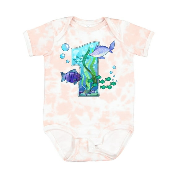 Inktastic First Birthday Aquarium with Fish Boys or Girls Baby Bodysuit