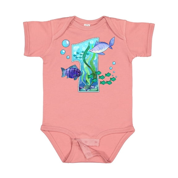 Inktastic First Birthday Aquarium with Fish Boys or Girls Baby Bodysuit