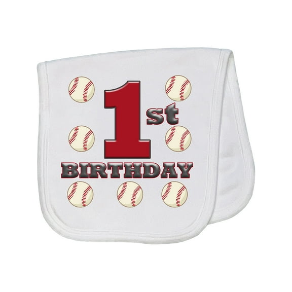 Inktastic First Birthday Baseball Baby Burp Cloth