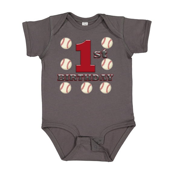 Inktastic First Birthday Baseball Boys Baby Bodysuit