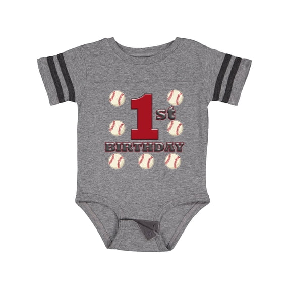 Inktastic First Birthday Baseball Boys Baby Bodysuit