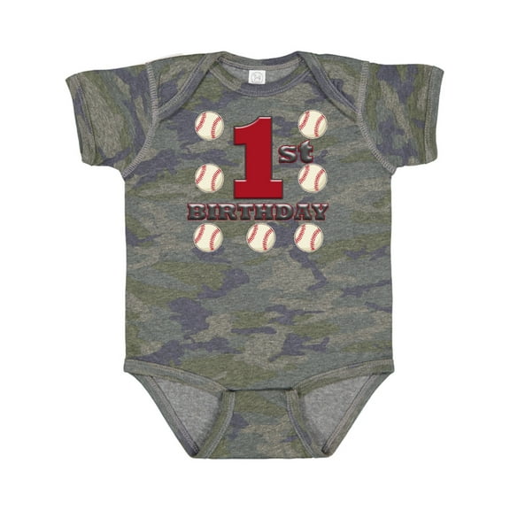 Inktastic First Birthday Baseball Boys Baby Bodysuit