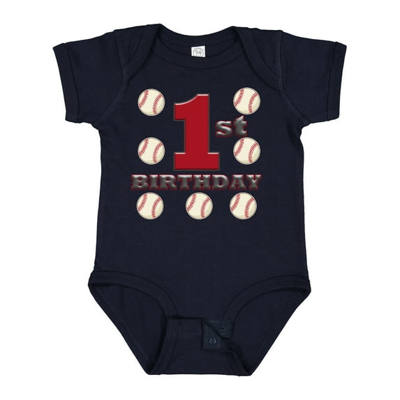 Inktastic First Birthday Baseball Boys Baby Bodysuit