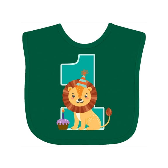 Inktastic First Birthday Boy Lion 1 Year Old Boys or Girls Baby Bib