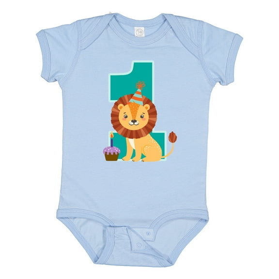 Inktastic First Birthday Boy Lion 1 Year Old Boys or Girls Baby Bodysuit