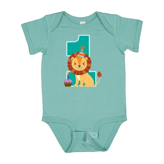 Inktastic First Birthday Boy Lion 1 Year Old Boys or Girls Baby Bodysuit