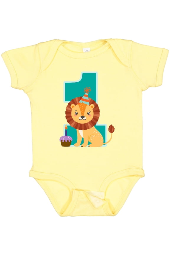 First Birthday Boy Lion 1 Year Old Boys or Girls Baby Bodysuit