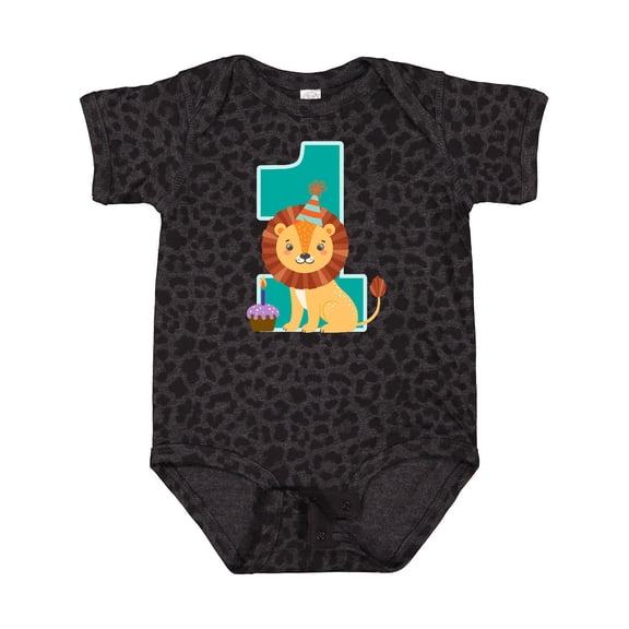 Inktastic First Birthday Boy Lion 1 Year Old Boys or Girls Baby Bodysuit
