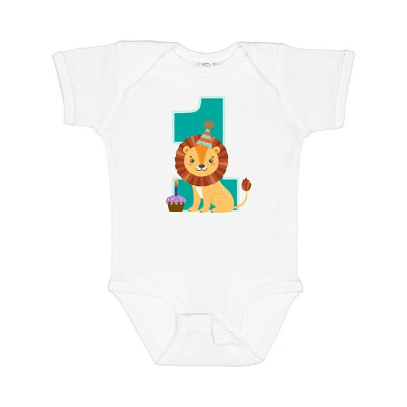 Inktastic First Birthday Boy Lion 1 Year Old Boys or Girls Baby Bodysuit