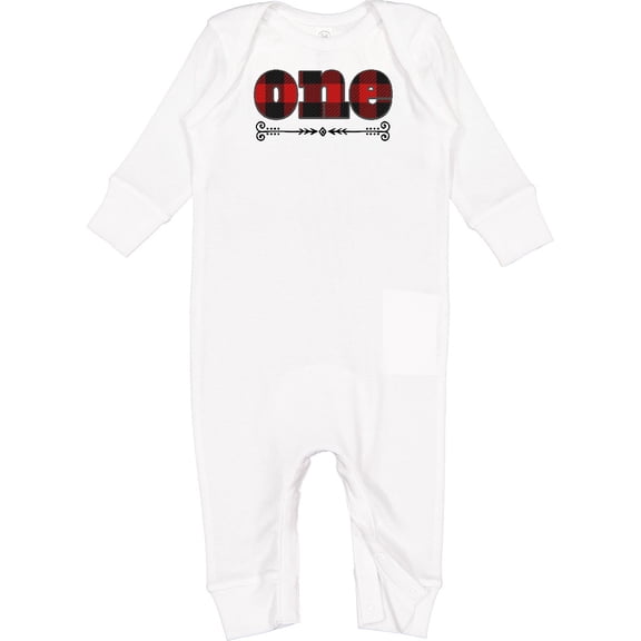 Inktastic First Birthday Buffalo Plaid Lumberjack Baby Romper Coveralls