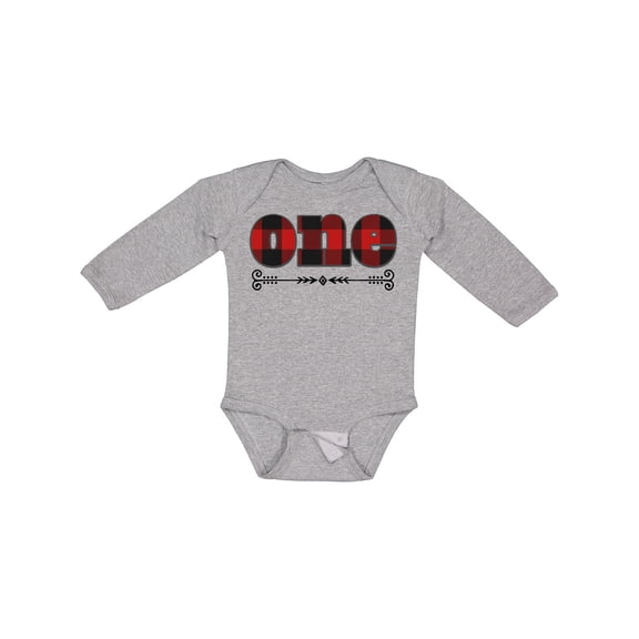 Inktastic First Birthday Buffalo Plaid Lumberjack Boys or Girls Long Sleeve Baby Bodysuit
