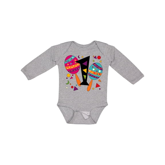 Inktastic First Birthday Cinco de Mayo- Maracas Boys or Girls Long Sleeve Baby Bodysuit