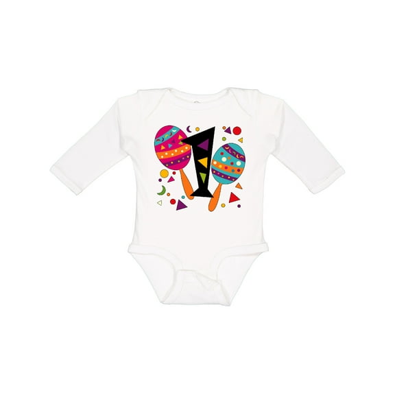 Inktastic First Birthday Cinco de Mayo- Maracas Boys or Girls Long Sleeve Baby Bodysuit
