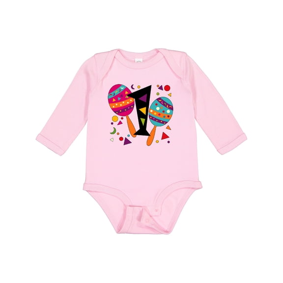 Inktastic First Birthday Cinco de Mayo- Maracas Boys or Girls Long Sleeve Baby Bodysuit